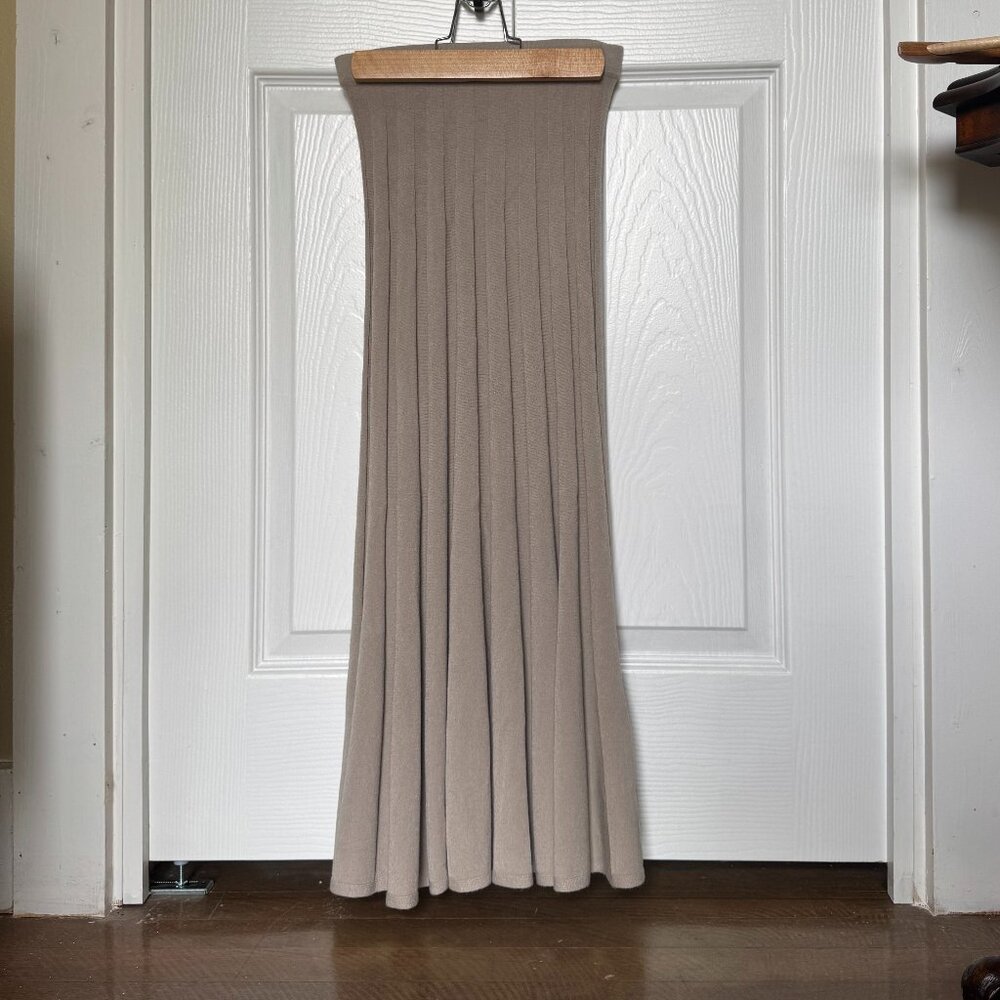 Filippa K Ruby Knitted Skirt Tan Beige Knit Midi Length Size XS
